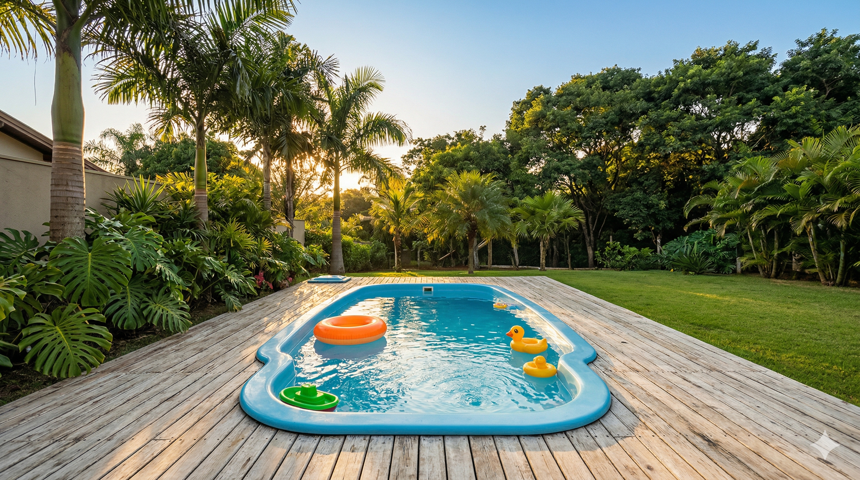 Piscina Infantil de Fibra com Deck