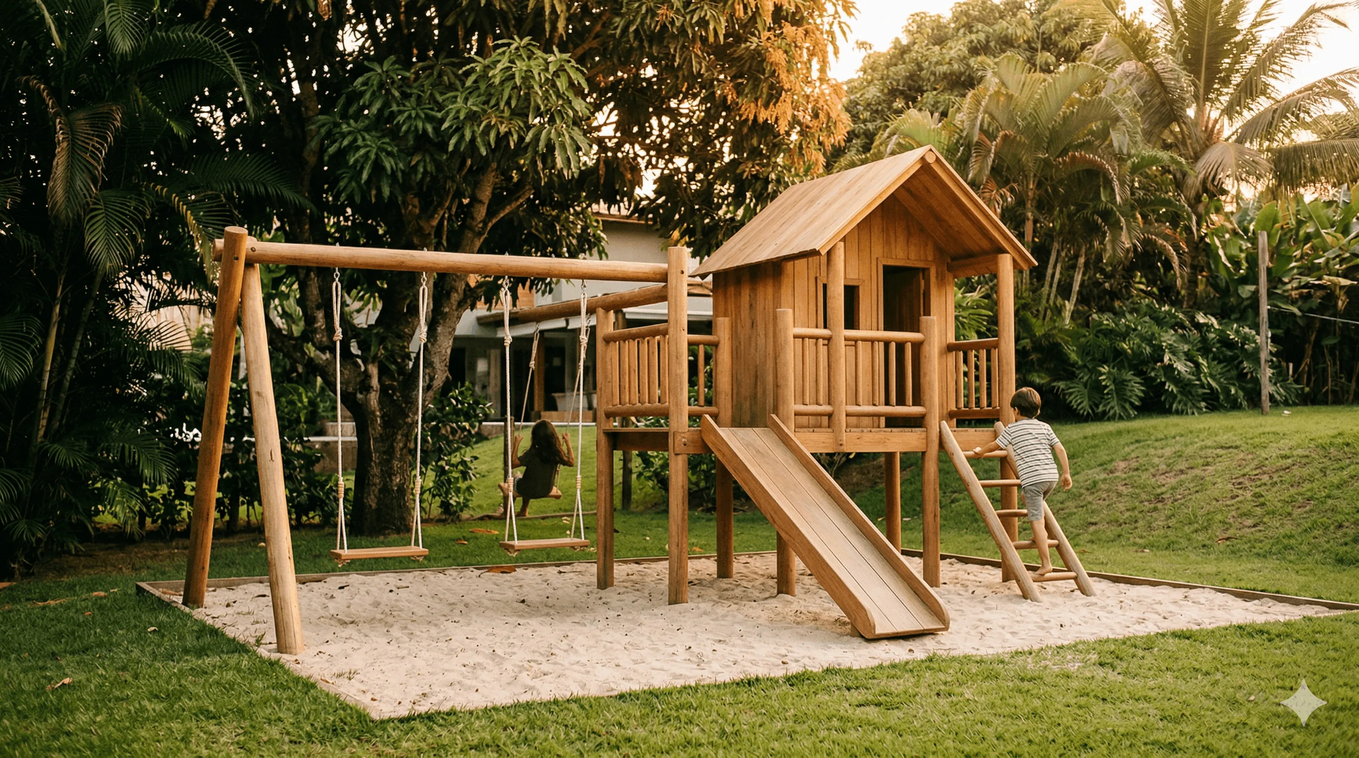 Playground de Madeira com Casinha