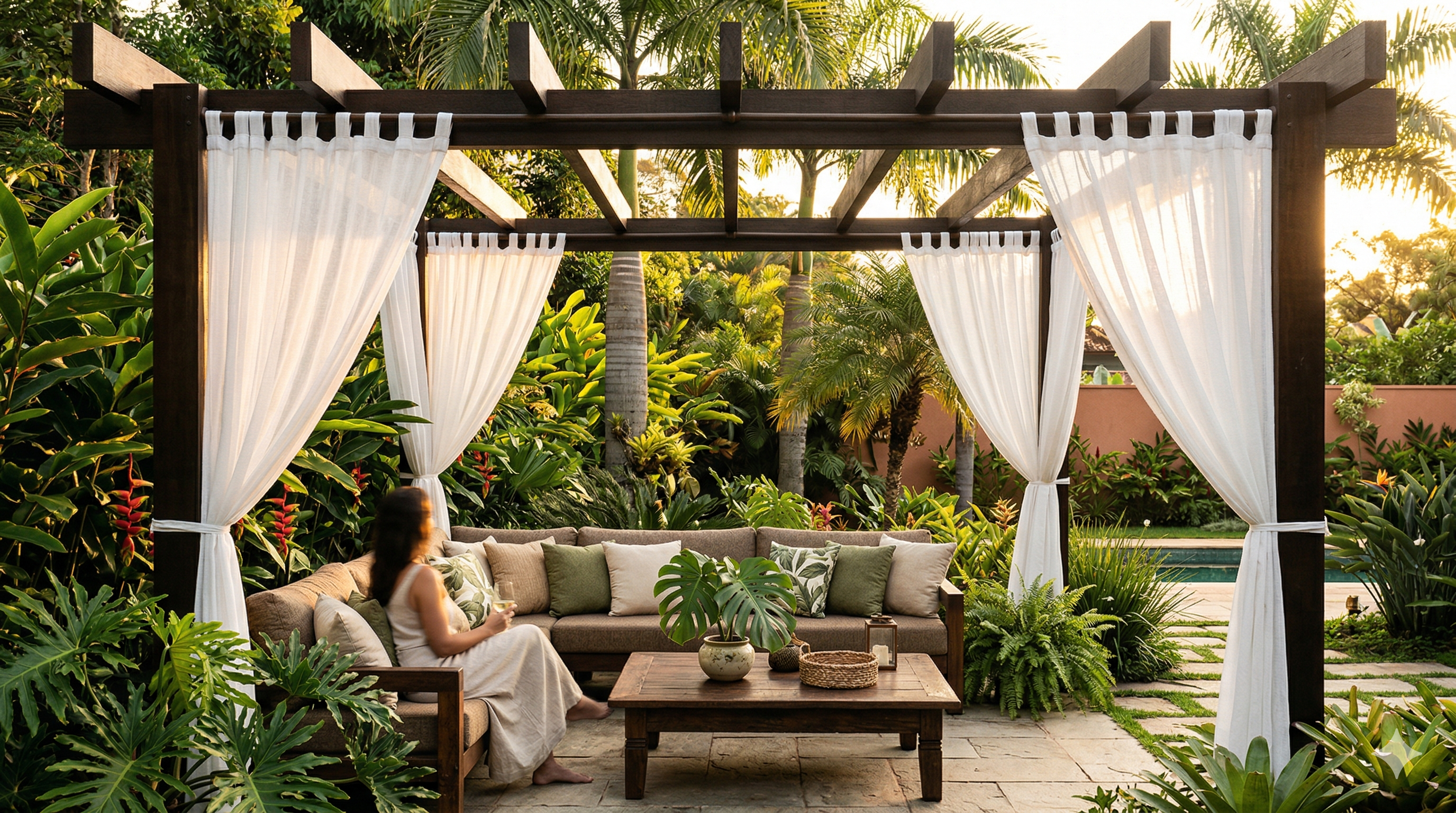 Pérgola Elegante com Cortinas